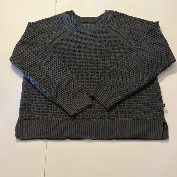 Gap Womens Gray Sweater Sz Lg Textured Reverse Stockinette Raglan Sleeves Ribbed - Picture 1 of 16